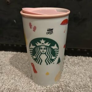 Starbucks travel mug ban.do sweater, weather stay cozy, limited edition cup